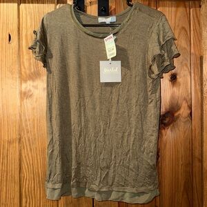 Olive Ruffle Sleeve Top